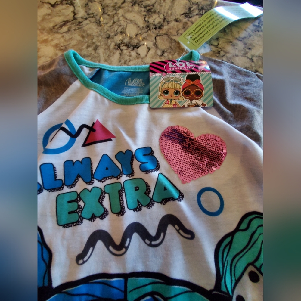 Lol Surprise! Girls Sz 6/6X Pajamas Night Gown Shirt & Slippers New with Tags - Picture 3 of 8